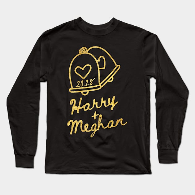 Harry Plus Meghan Royal Gold Wedding Bells Long Sleeve T-Shirt by Flippin' Sweet Gear